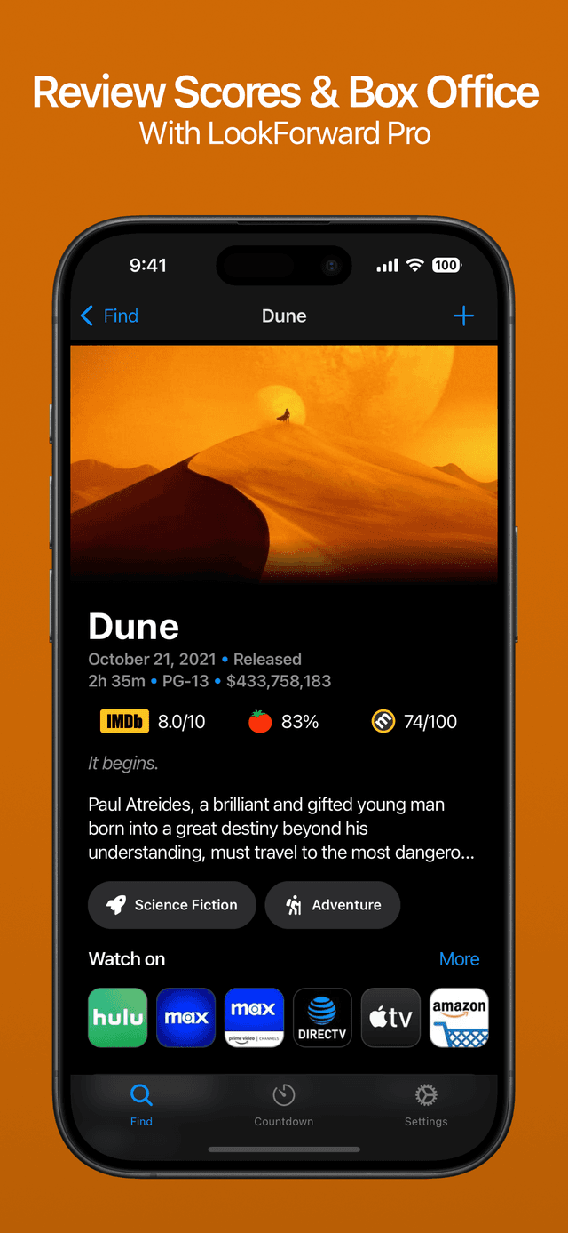 Ratings and reviews preview for a movie